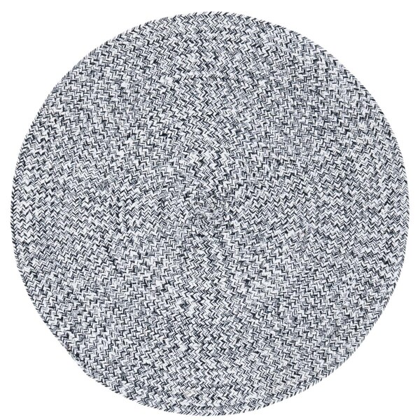 Flowers First 5 x 5 ft. Braided Contemporary Round Rug; Ivory & Black FL1881732 - main
